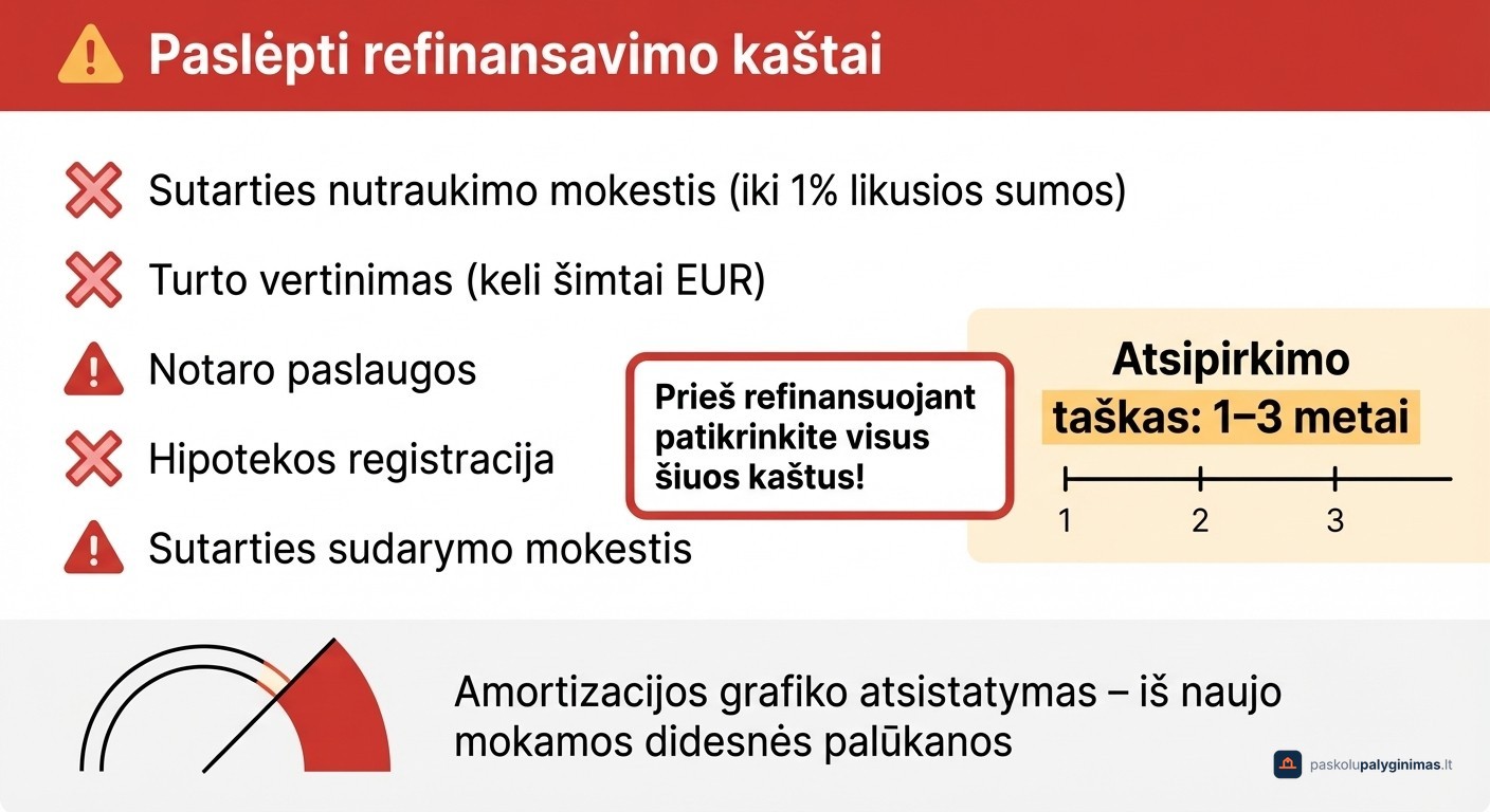 Paslėpti refinansavimo kaštai ir rizikos Lietuvoje – sutarties nutraukimo mokestis, notaro išlaidos, turto vertinimas ir atsipirkimo taškas