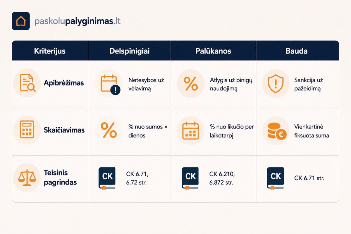 Delspinigiai 2026: kas tai, dydis ir kaip apskaičiuoti