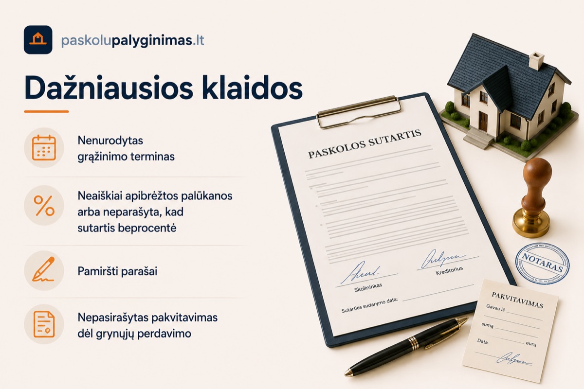 Paskolos sutartis tarp fizinių asmenų: struktūra ir dažniausios klaidos